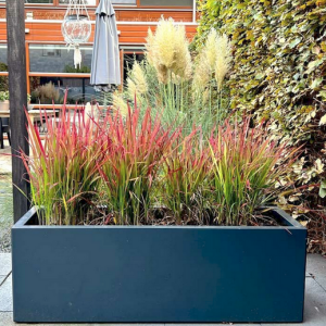 Gepoedercoat staal plantenbak Rechthoek XL 320x100 H=80 cm - Antraciet (RAL7016) ZONDER bodemplaat