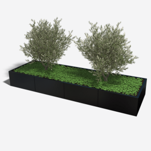 Gepoedercoat staal plantenbak Rechthoek XL 320x100 H=40 cm - Zwart (RAL9005) MET bodemplaat