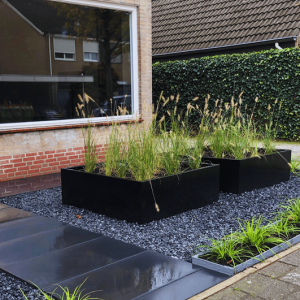 Gepoedercoat staal plantenbak Rechthoek XL 320x40 H=60 cm - Zwart (RAL9005) MET bodemplaat