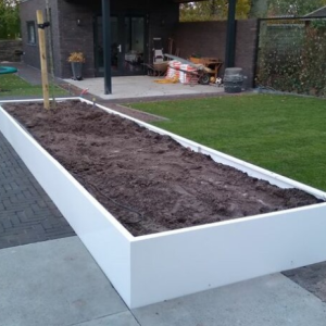 Gepoedercoat staal plantenbak Rechthoek XL 320x50 H=30 cm - Wit (RAL9010) MET bodemplaat