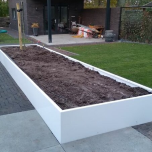 Gepoedercoat staal plantenbak Rechthoek XL 360x60 H=60 cm - Wit (RAL9010) ZONDER bodemplaat