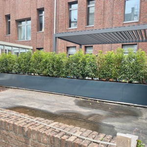 Gepoedercoat staal plantenbak Rechthoek XL 400x100 H=80 cm - Antraciet (RAL7016) MET bodemplaat