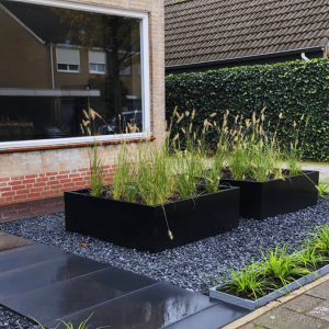 Gepoedercoat staal plantenbak Rechthoek XL 400x120 H=80 cm - Zwart (RAL9005) ZONDER bodemplaat