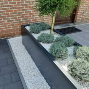 Gepoedercoat staal plantenbak Rechthoek XL 400x30 H=80 cm - Zwart (RAL9005) ZONDER bodemplaat