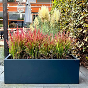 Gepoedercoat staal plantenbak Rechthoek XL 400x40 H=40 cm - Antraciet (RAL7016) MET bodemplaat