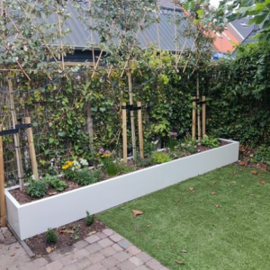 Gepoedercoat staal plantenbak Rechthoek XL 400x40 H=80 cm - Wit (RAL9010) ZONDER bodemplaat