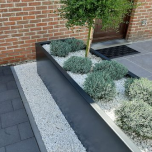 Gepoedercoat staal plantenbak Rechthoek XL 480x50 H=80 cm - Antraciet (RAL7016) MET bodemplaat