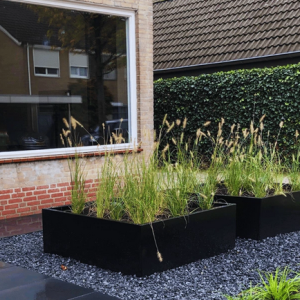 Gepoedercoat staal plantenbak Rechthoek XL 480x50 H=40 cm - Zwart (RAL9005) ZONDER bodemplaat