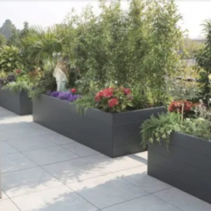 Gepoedercoat staal plantenbak Rechthoek XL 500x100 H=30 cm - Antraciet (RAL7016) MET bodemplaat