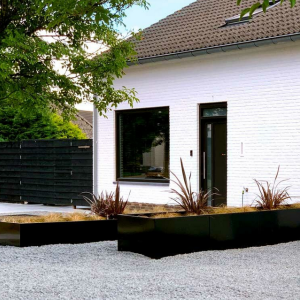 Gepoedercoat staal plantenbak Rechthoek XL 500x100 H=100 cm - Zwart (RAL9005) ZONDER bodemplaat