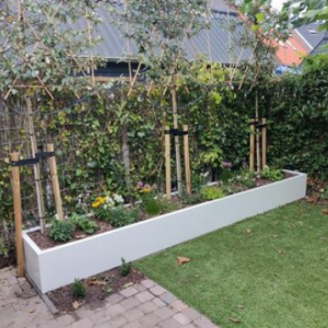 Gepoedercoat staal plantenbak Rechthoek XL 500x40 H=30 cm - Wit (RAL9010) ZONDER bodemplaat