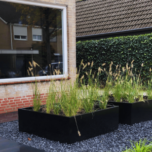 Gepoedercoat staal plantenbak Rechthoek XL 500x80 H=30 cm - Zwart (RAL9005) MET bodemplaat