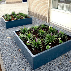 Gepoedercoat staal plantenbak Vierkant 120x120 H=40 cm ZONDER bodemplaat - Antraciet (RAL7016)