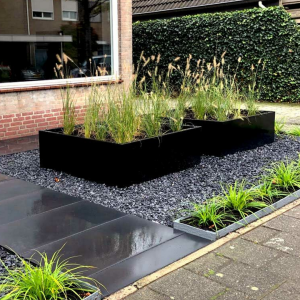 Gepoedercoat staal plantenbak Vierkant 120x120 H=40 cm ZONDER bodemplaat - Zwart (RAL9005)