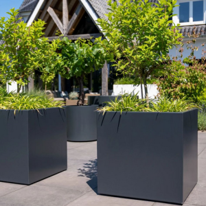 Gepoedercoat staal plantenbak Vierkant 40x40 H=60 cm ZONDER bodemplaat - Antraciet (RAL7016)