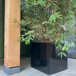 Gepoedercoat staal plantenbak Vierkant 60x60 H=40 cm MET bodemplaat + voeten - Zwart (RAL9005)
