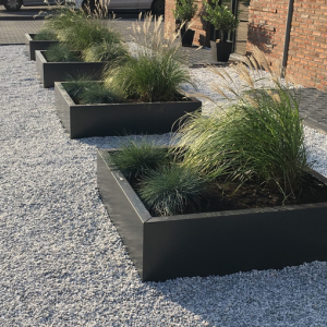 Gepoedercoat staal plantenbak Vierkant 80x80 H=30 cm ZONDER bodemplaat - Antraciet (RAL7016)