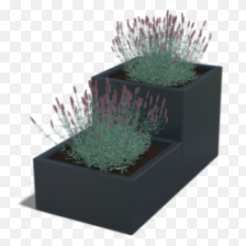 Gepoedercoat staal plantenbak Vierkant Trapmodel 2 stuks 60x60 H=30+60 cm - Antraciet (RAL7016) ZONDER bodemplaat