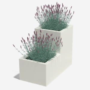 Gepoedercoat staal plantenbak Vierkant Trapmodel 2 stuks 40x40 H=30+60 cm - Wit (RAL9010) MET bodemplaat