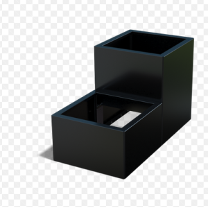 Gepoedercoat staal plantenbak Vierkant Trapmodel 2 stuks 60x60 H=30+60 cm - Zwart (RAL9005) ZONDER bodemplaat
