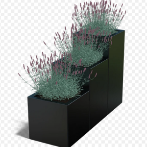 Gepoedercoat staal plantenbak Vierkant Trapmodel 3 stuks 60x60 H=40+60+80 cm - Zwart (RAL9005) ZONDER bodemplaat