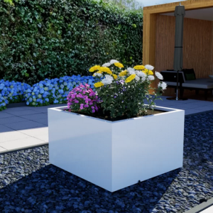 Gepoedercoat staal plantenbak Vierkant XL 150x150 cm H=50 cm - Wit (RAL9010) ZONDER bodemplaat