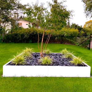 Gepoedercoat staal plantenbak Vierkant XL 240x240 cm H=40 cm - Wit (RAL9010) ZONDER bodemplaat