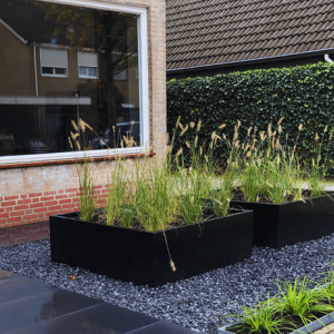 Gepoedercoat staal plantenbak Vierkant XL 240x240 cm H=60 cm - Zwart (RAL9005) ZONDER bodemplaat