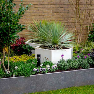 Gepoedercoat staal plantenbak Zeshoek 138.6x159.3 cm H=30 cm - Wit (RAL9010) ZONDER bodemplaat