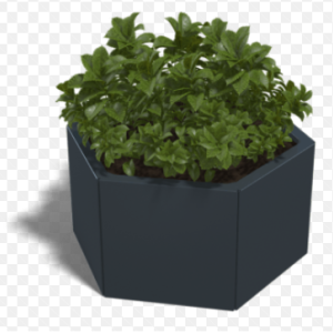 Gepoedercoat staal plantenbak Zeshoek 86.6x99.3 cm H=40 cm - Antraciet (RAL7016) ZONDER bodemplaat
