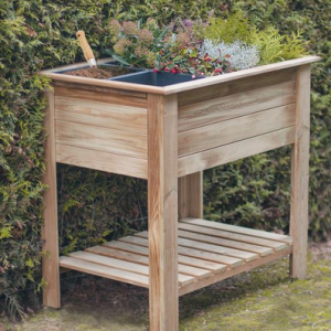Moestuintafel met opbergplank en 6 plastic bakken
