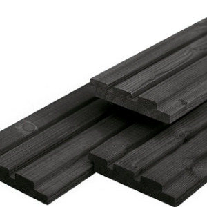 ACTIE Vuren triple Rhombus profiel zwart gespoten 2.2x14.0x400cm geschaafd