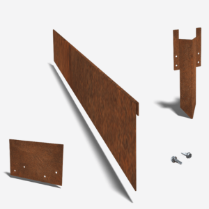 Cortenstaal kantopsluiting geplet 230mm (lengte strip 240 cm) complete set voor 24m1