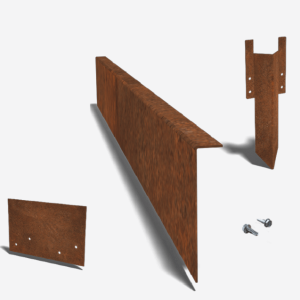 Cortenstaal kantopsluiting gezet 120mm (lengte strip 240 cm) complete set voor 24m1