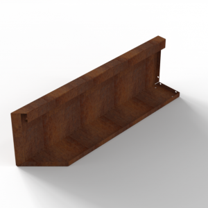 Bloembak Module+ Uitwendig hoekpaneel (B) 90x28 cm R CORTEN