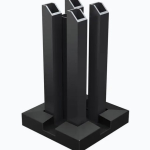 Boston paalhouder L=20cm op plaat 120x120mm RAL9005 incl. kap