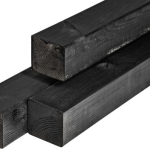 Midden-Europees grenen paal geschaafd 4rh 8.8x8.8x300 cm geimpregneerd en zwart gespoten