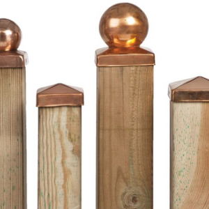 Paalornament koper Bol/plaat 9.1x9.1 cm