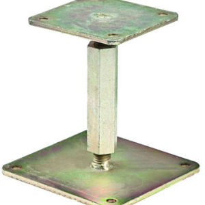 Verstelbare paaldrager op plaat geelverzinkt 16x16x0.6 cm in hoogte verstelbaar 14 tot 20 cm