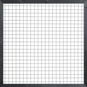 Gaaselement vuurverzinkt maaswijdte 7.5x7.5 cm met robuust kader grenen zwart gespoten 4.4x6.8 cm H1