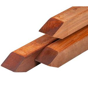 Azobé hardhout paal 6.5x6.5x250 cm geschaafd | gepunt | 4 ronde hoeken