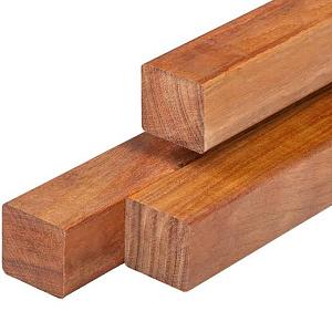 Azobé hardhout paal 6.5x6.5x400 cm geschaafd | ongepunt | 4 ronde hoeken
