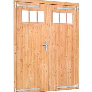 Douglas dubbele klampdeur met raam B1850xH2050mm buitenmaat | linksdraaiend (rvs / verzinkt beslagse