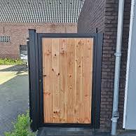 Enkele stalen poort | zwart gepoedercoat | fijnstructuur | incl | hang- en sluitwerk (t.b.v | profie