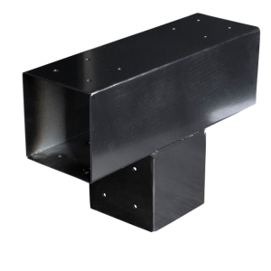 Gegalvaniseerd verbindingsstuk 3-weg T-model voor vierkante palen 12x12 cm zwart gepoedercoat