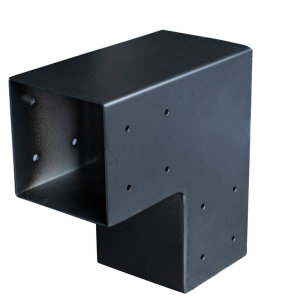 Gegalvaniseerd verbindingsstuk 2-weg 90-hoek voor vierkante palen 15x15 cm zwart gepoedercoat
