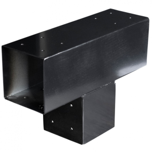 Gegalvaniseerd verbindingsstuk 3-weg T-model voor vierkante palen 15x15 cm zwart gepoedercoat