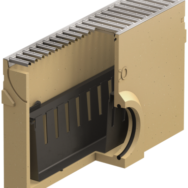 ACO Euroline vuilvanger L=500mm. H=303mm incl. emmer en verzinkt staal rooster