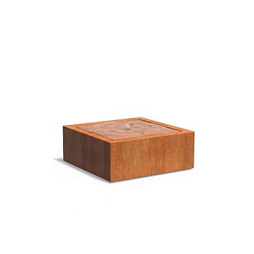 Watertafel Corten + LED 1000 x 1000 x 400 mm