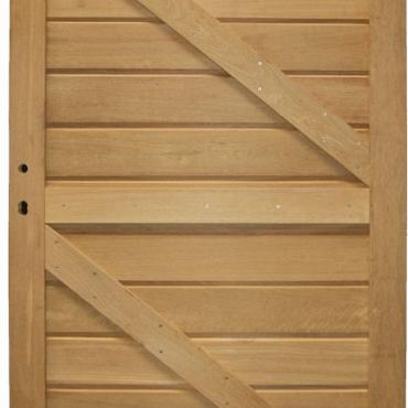 Bangkirai massief poort 22-l met slot 100x180cm links incl. aanslaglat
